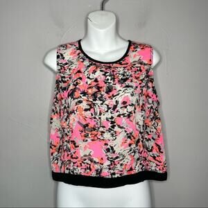 AQUA Colorful Crop Top Womens Size Small Dopamine Maximalist Artsy Art Mom Boxy